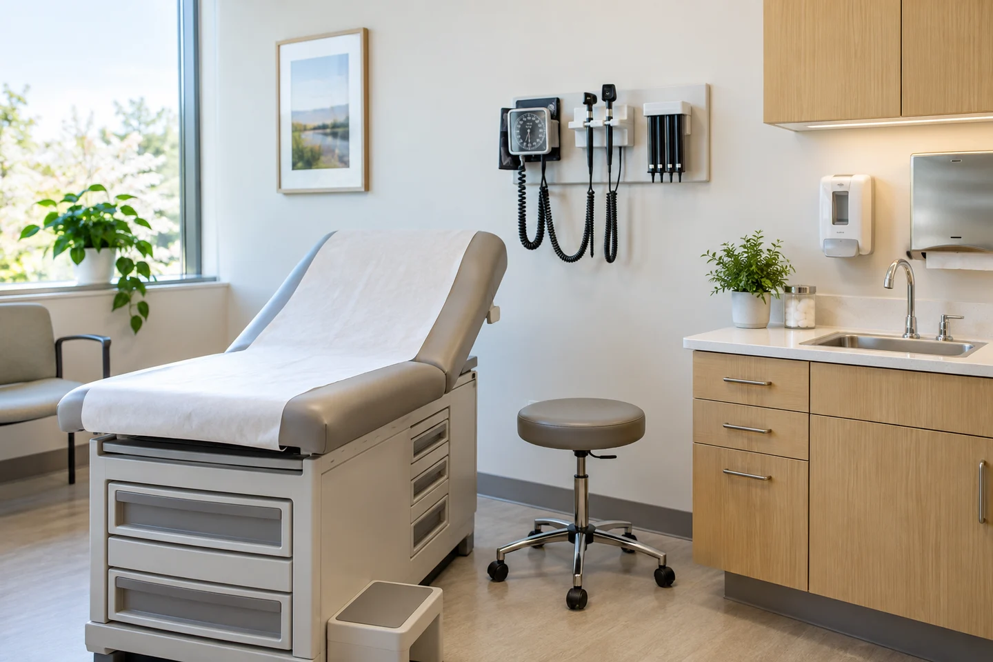Bright modern outpatient examination room